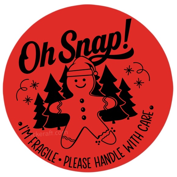 ✨ Oh Snap! Gingerbread Sticker • Holiday Fragile Handle With Care ✨ - Picture 3 of 4